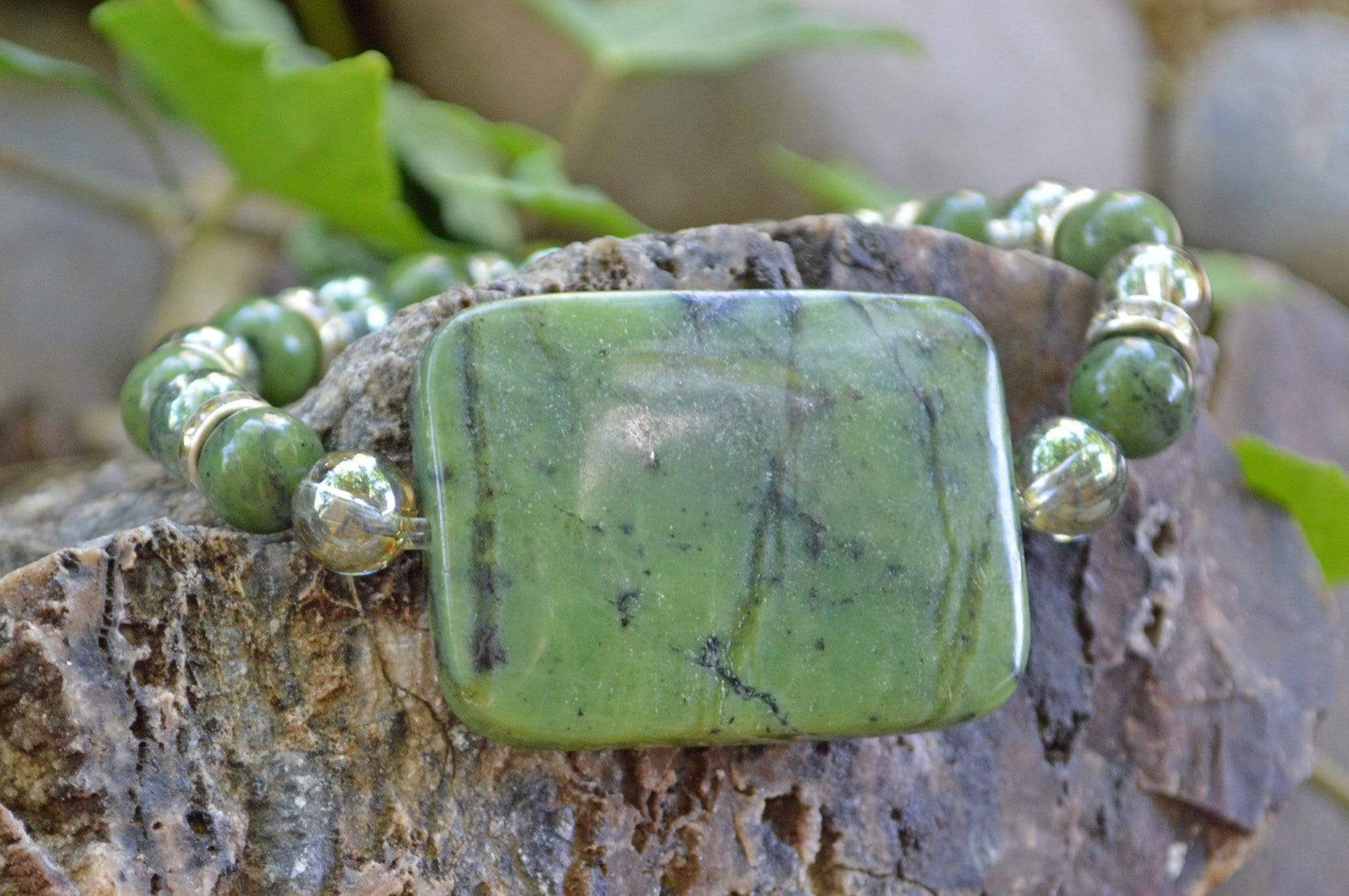 Bracelets Jade & Aqua Aura Quartz Bracelet - Heart Chakra