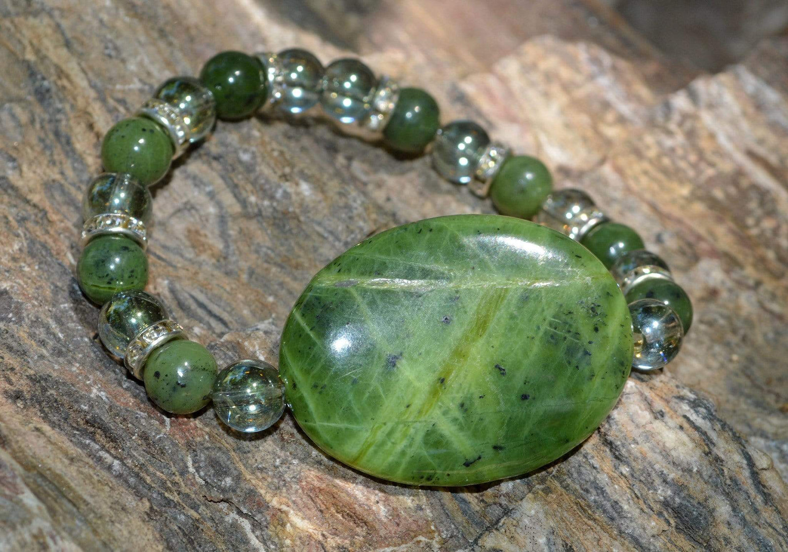 Bracelets Jade & Aqua Aura Quartz Bracelet - Heart Chakra