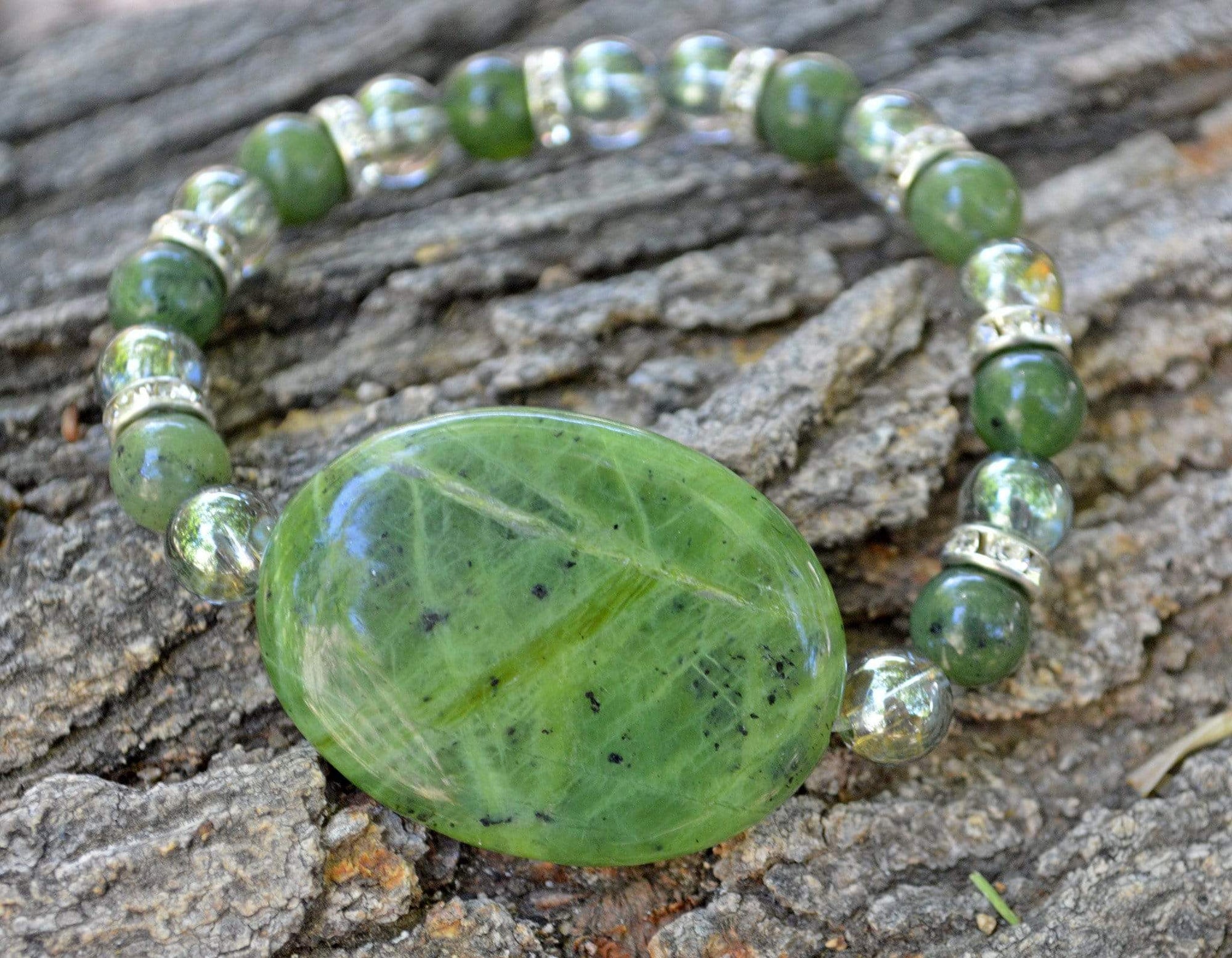 Bracelets Jade & Aqua Aura Quartz Bracelet - Heart Chakra