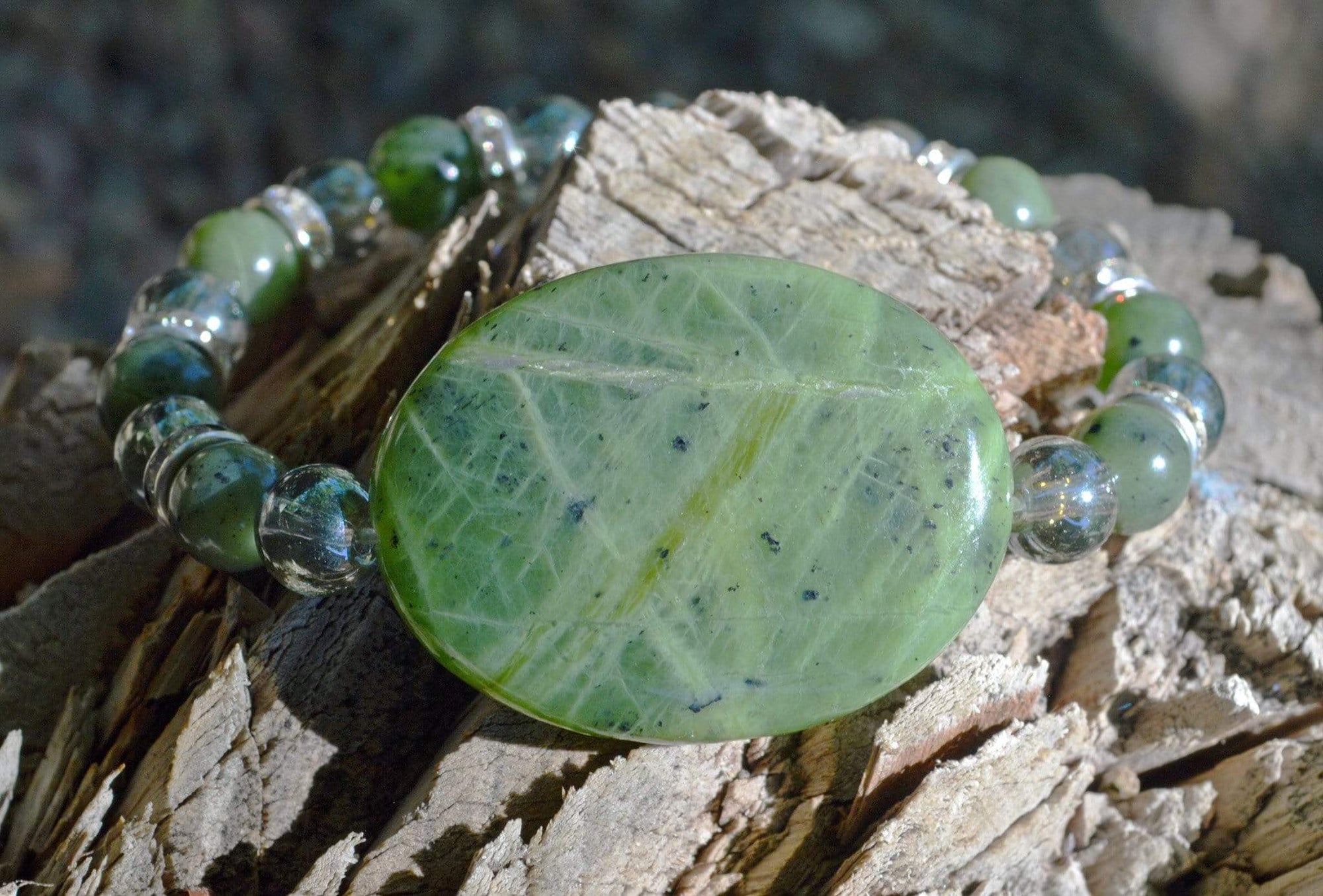 Bracelets Jade & Aqua Aura Quartz Bracelet - Heart Chakra