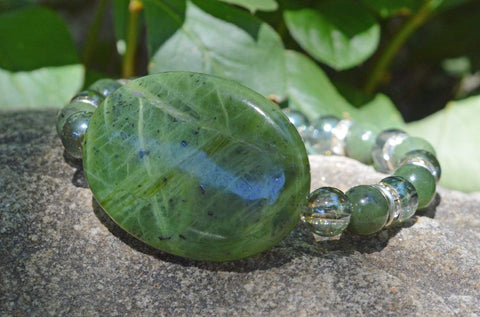 Jade & Aqua Aura Quartz Bracelet - Heart Chakra
