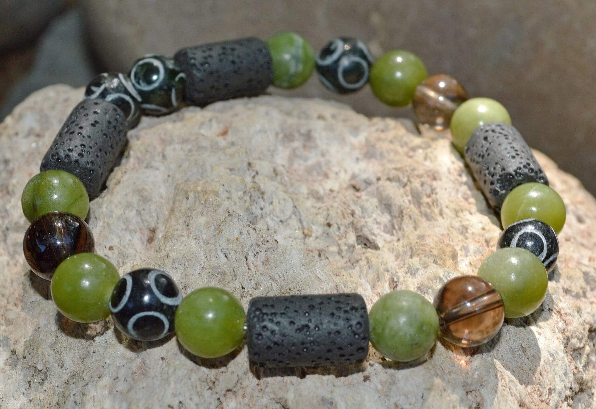 Bracelets Men's Abundance Bracelet - Nephrite and Hand Carved Black Henan Jade