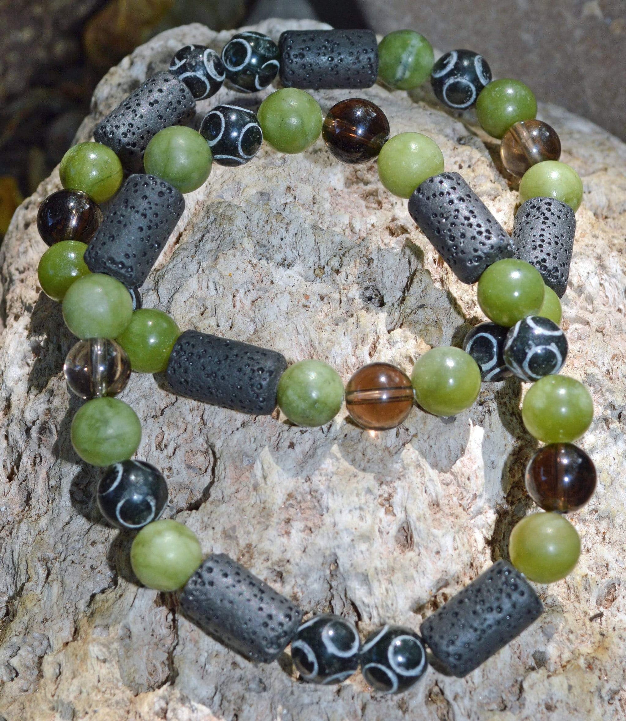 Bracelets Men's Abundance Bracelet - Nephrite and Hand Carved Black Henan Jade