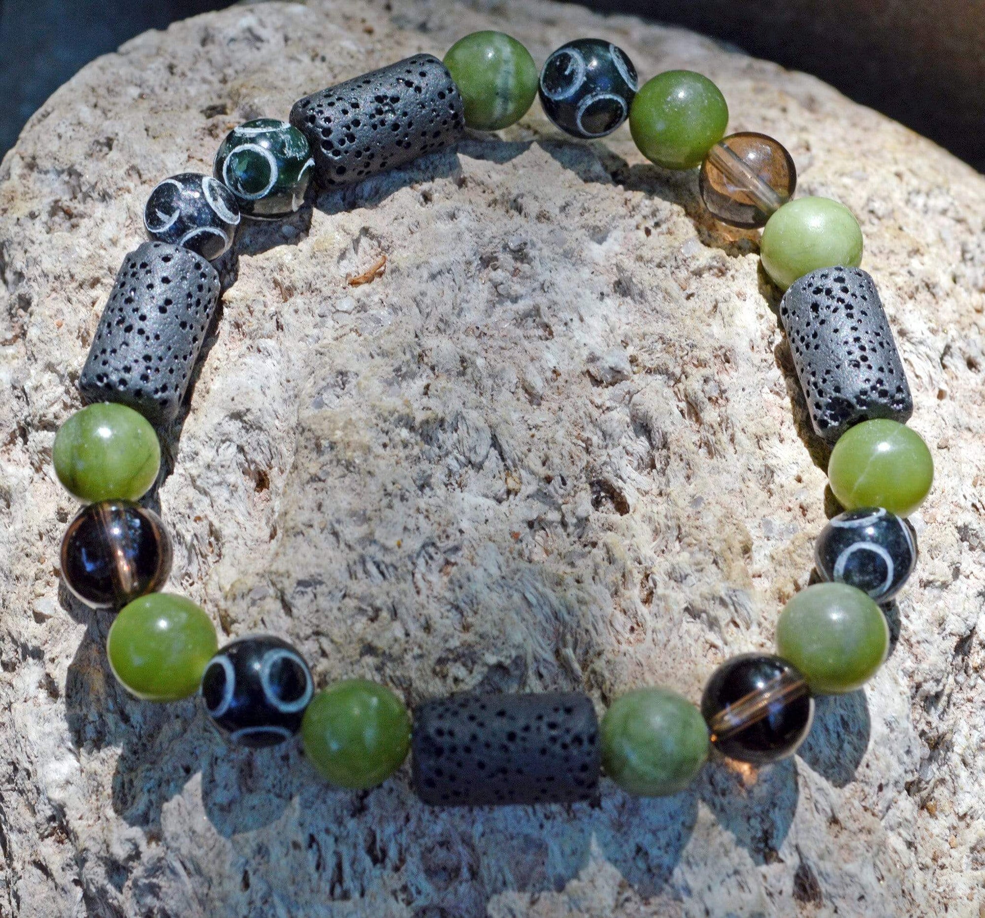 Bracelets Men's Abundance Bracelet - Nephrite and Hand Carved Black Henan Jade