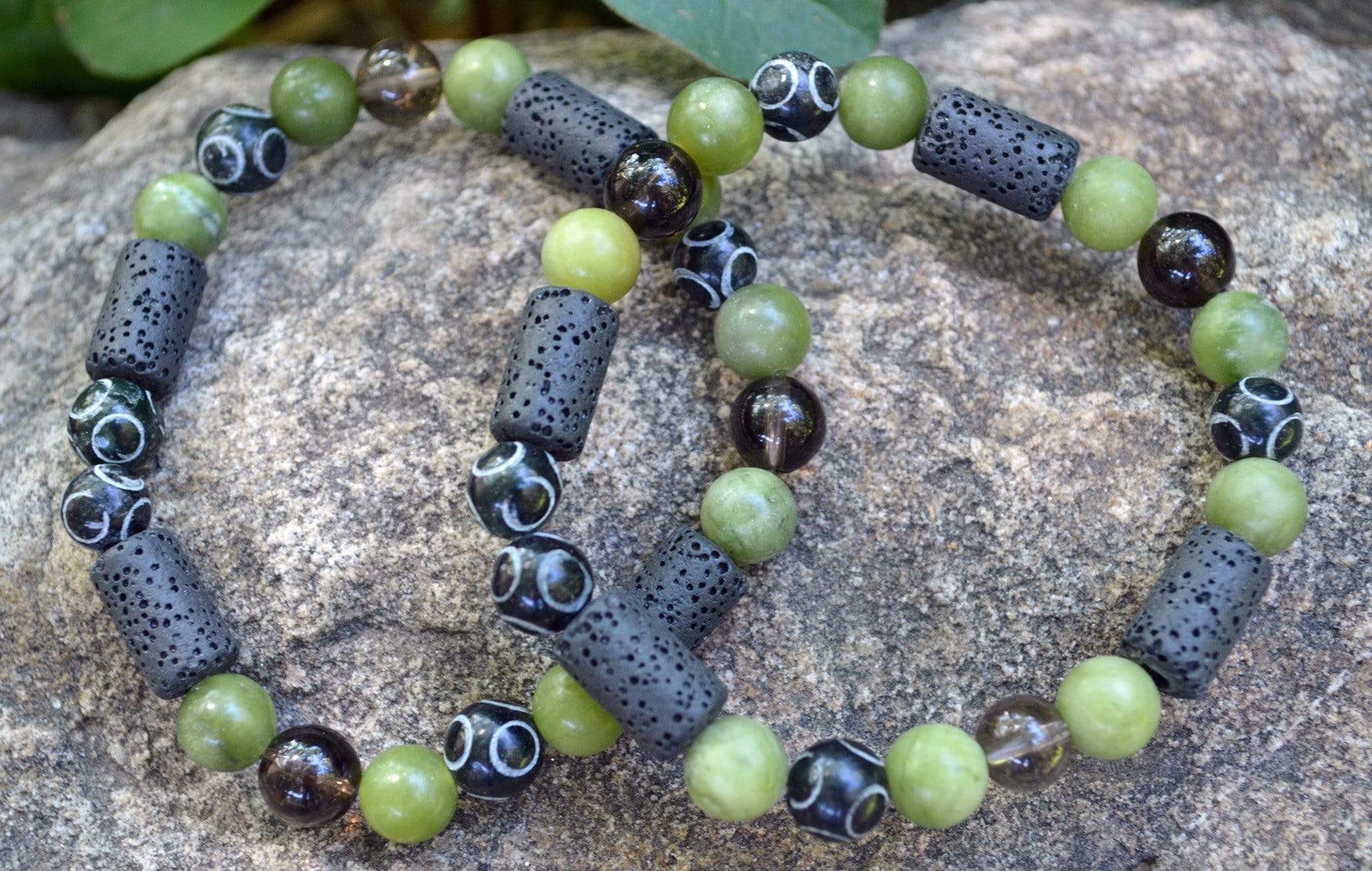 Bracelets Men's Abundance Bracelet - Nephrite and Hand Carved Black Henan Jade