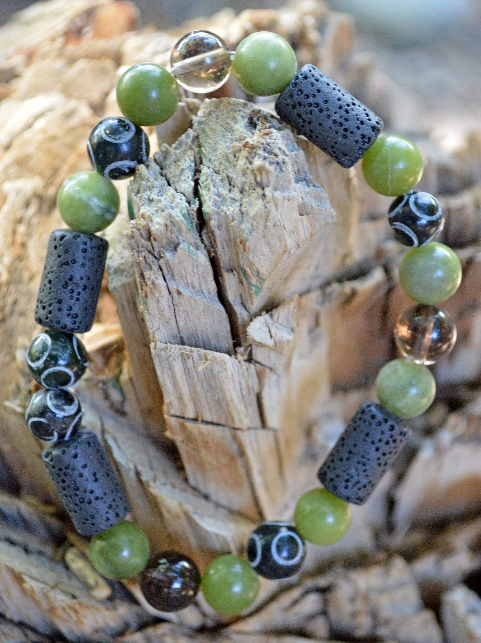 Bracelets Men's Abundance Bracelet - Nephrite and Hand Carved Black Henan Jade