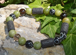 Bracelets Men's Abundance Bracelet - Nephrite and Hand Carved Black Henan Jade