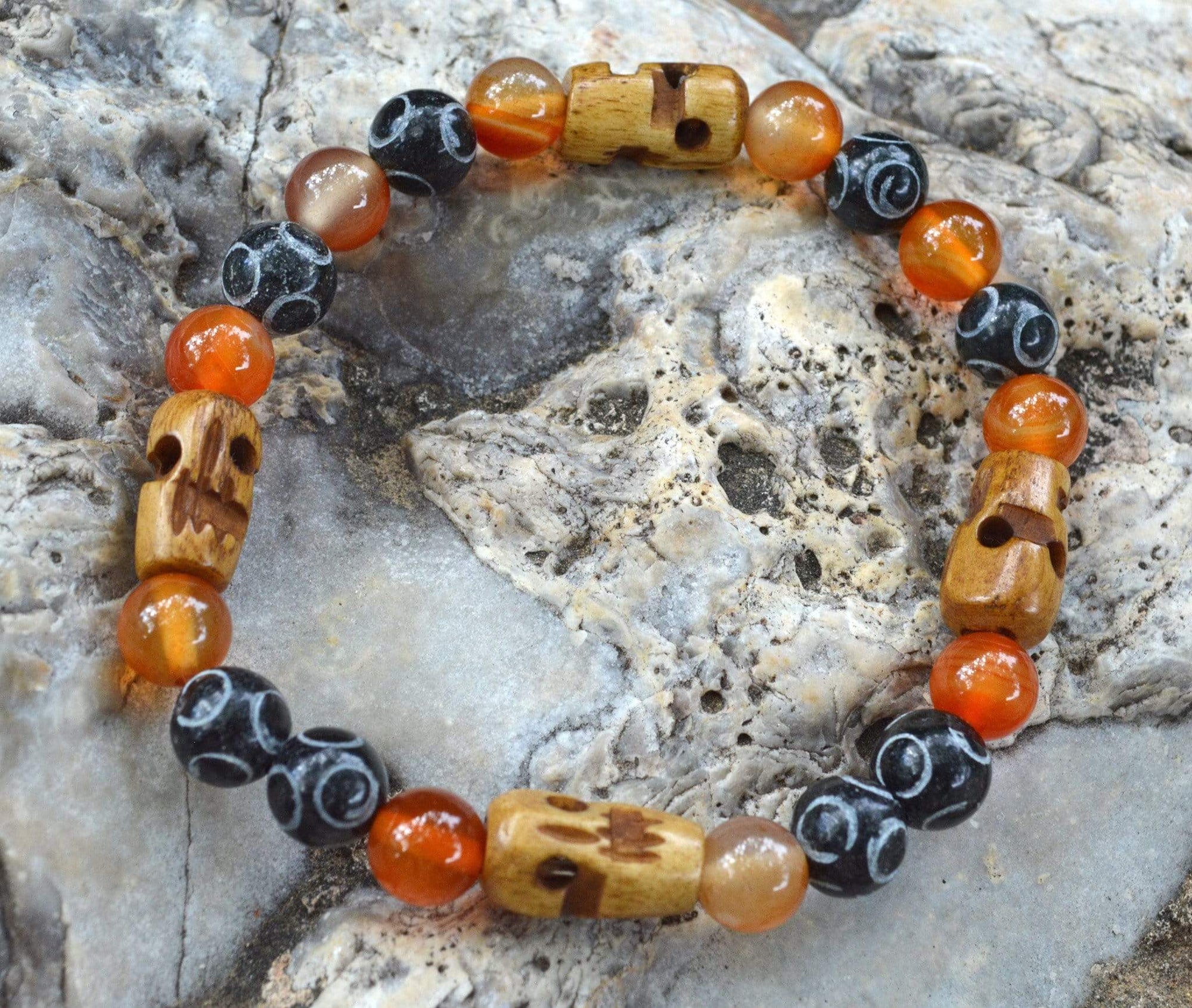 Bracelets Men's Courage Bracelet - Carnelian and Hand Carved Black Henan Jade