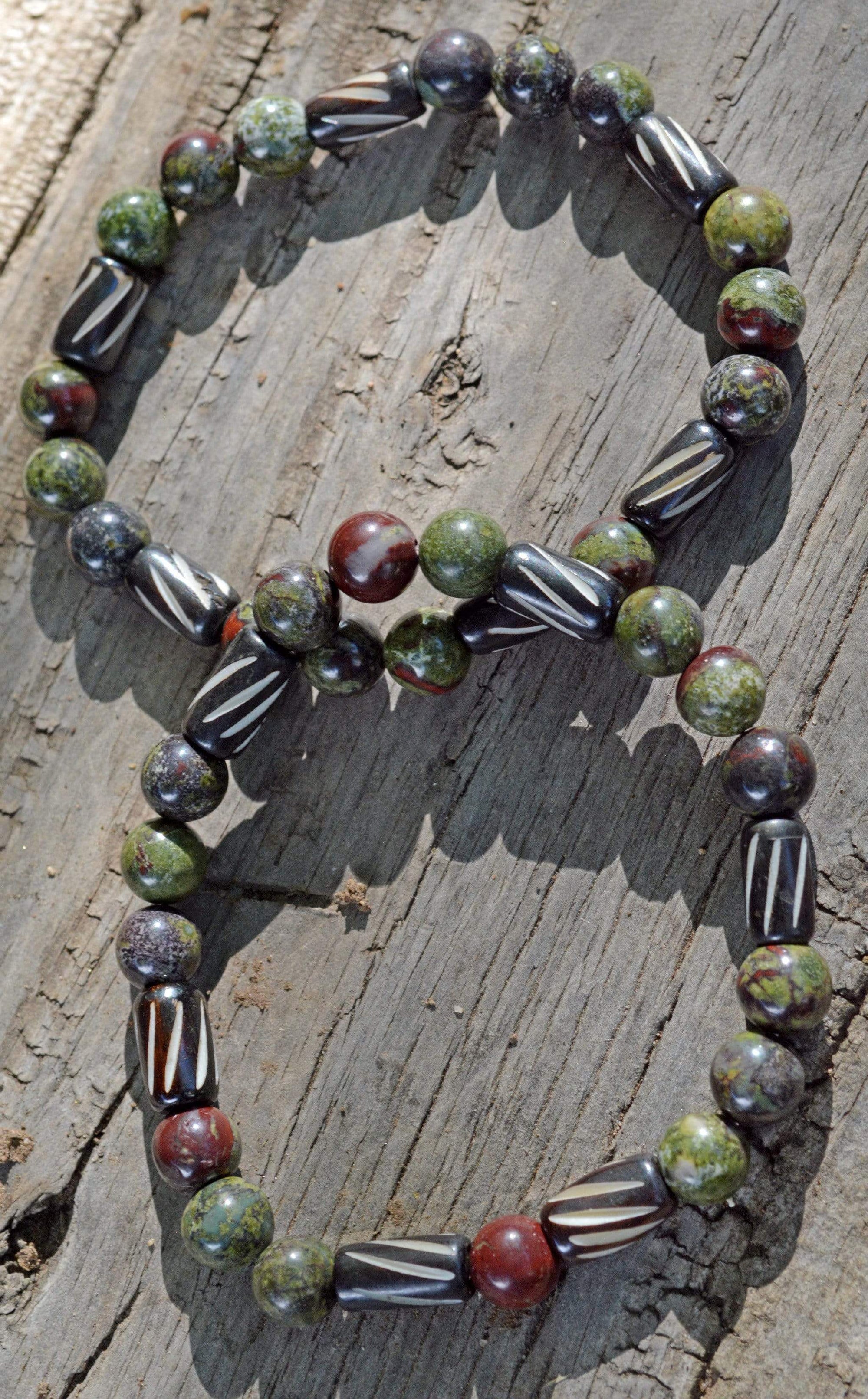 Bracelets Men's Dragon Energy Bracelet - Dragon Blood Stone with Buffalo Bone