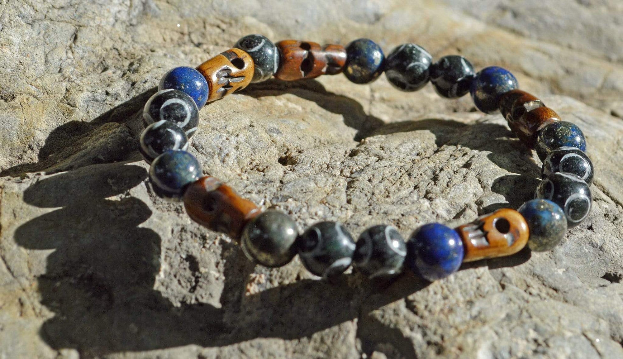 Bracelets Men's Intuition Bracelet - Lapis Lazuli w/Pyrite and Hand Carved Black Henan Jade