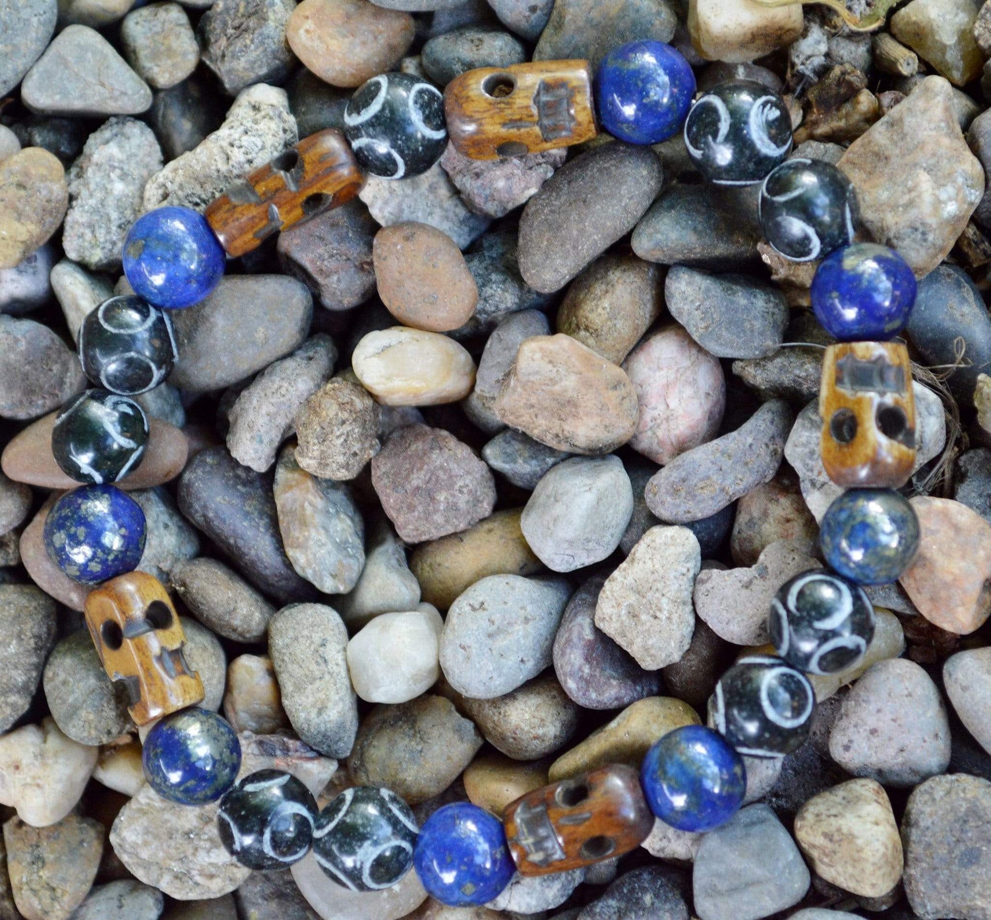 Bracelets Men's Intuition Bracelet - Lapis Lazuli w/Pyrite and Hand Carved Black Henan Jade