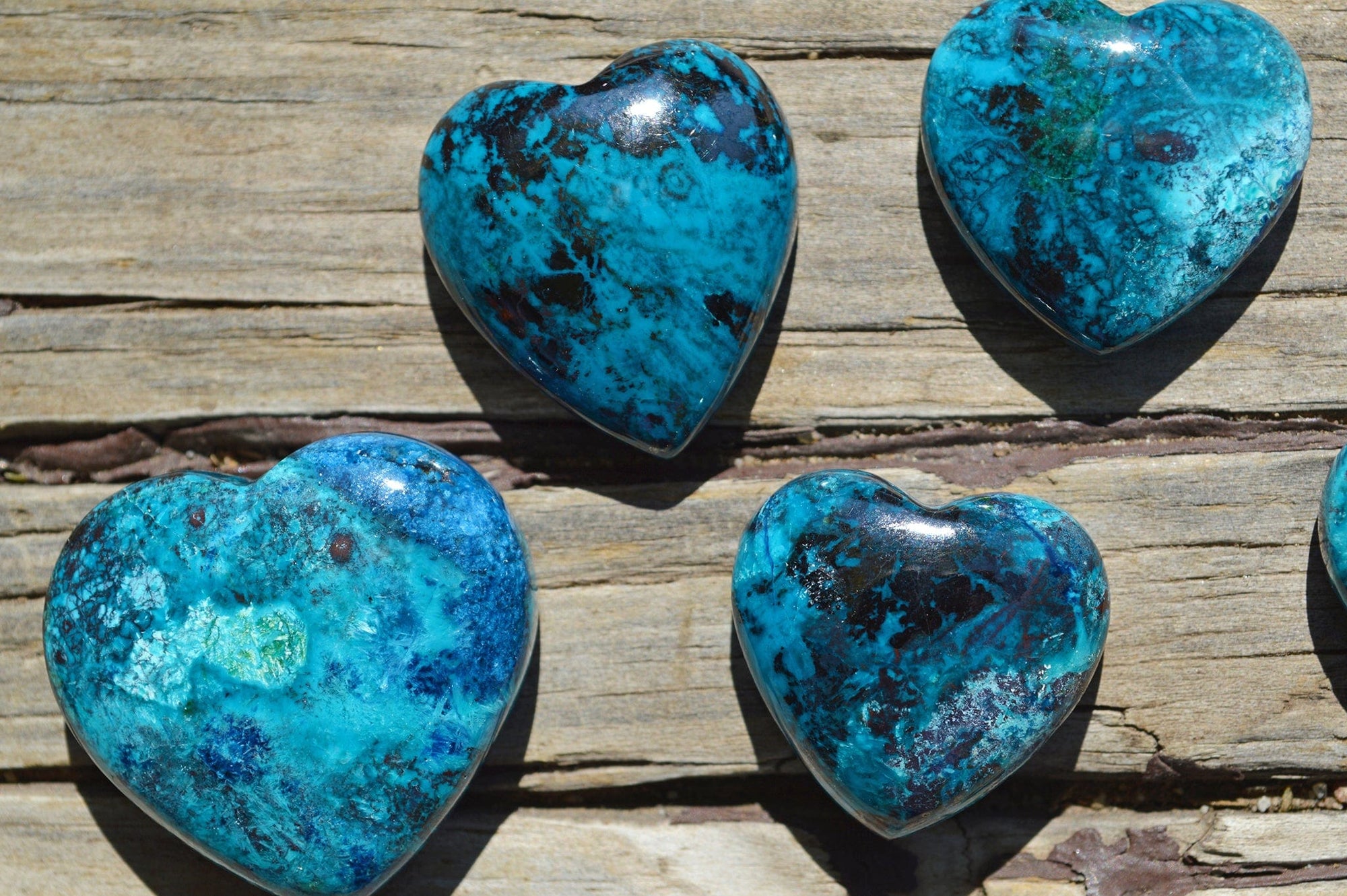 Chrysocolla Crystal Heart Cabochons | Hand Carved | AAA++