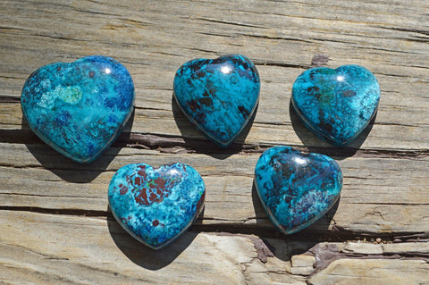 Chrysocolla Crystal Heart Cabochons | Hand Carved | AAA++