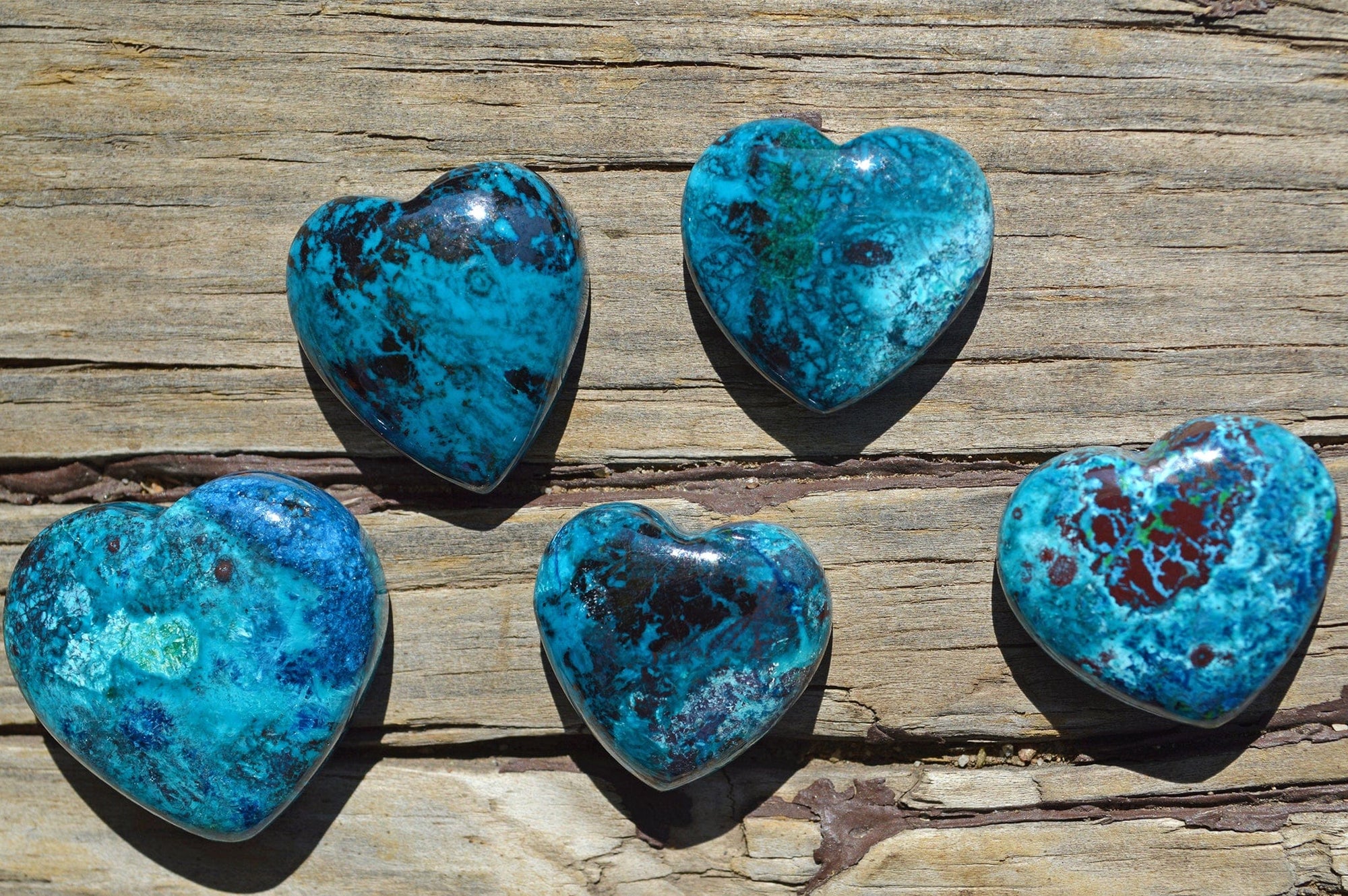 Chrysocolla Crystal Heart Cabochons | Hand Carved | AAA++