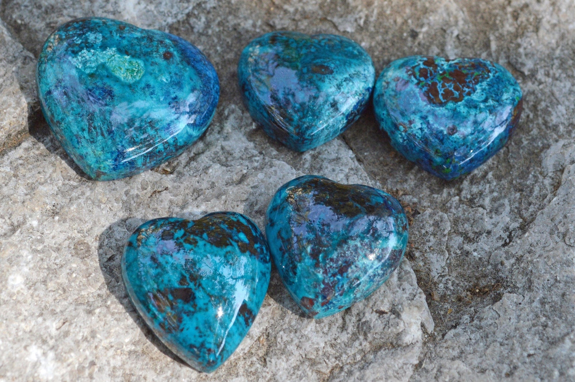 Chrysocolla Crystal Heart Cabochons | Hand Carved | AAA++
