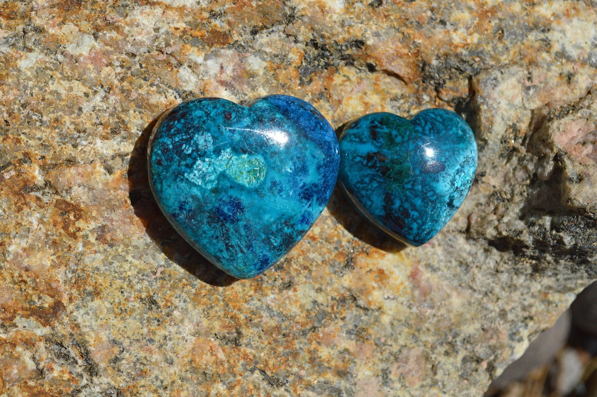 Chrysocolla Crystal Heart Cabochons | Hand Carved | AAA++