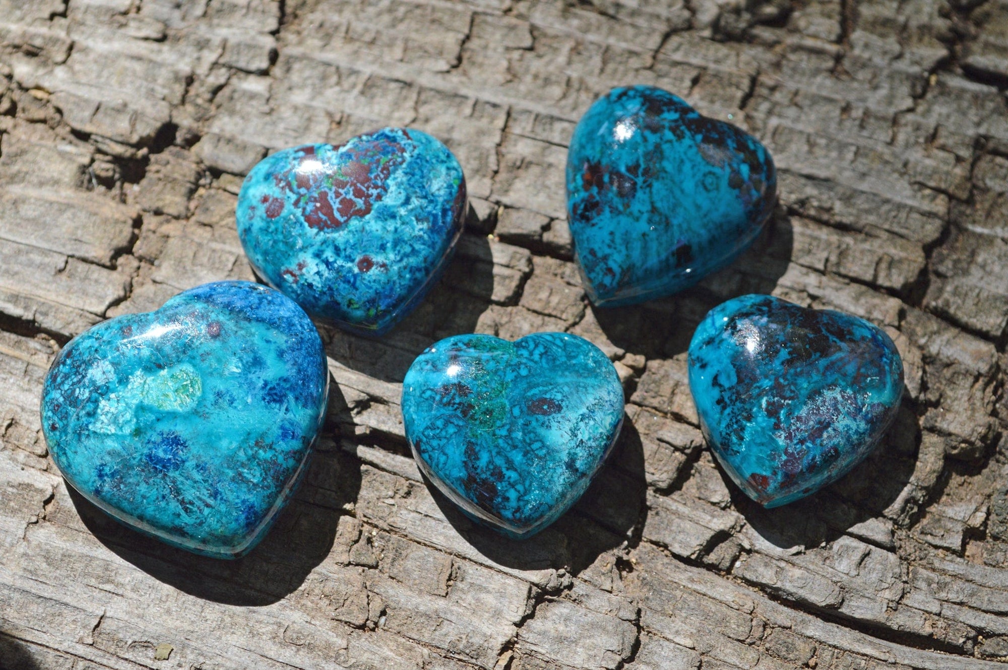 Chrysocolla Crystal Heart Cabochons | Hand Carved | AAA++