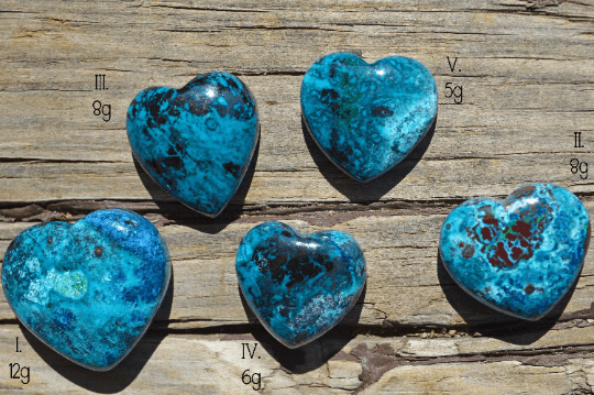 Chrysocolla Crystal Heart Cabochons | Hand Carved | AAA++