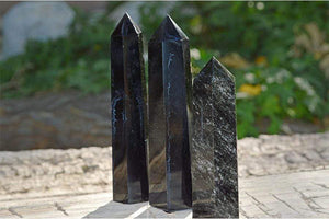 Crystal Points Black Obsidian Obelisk | ~ 4"