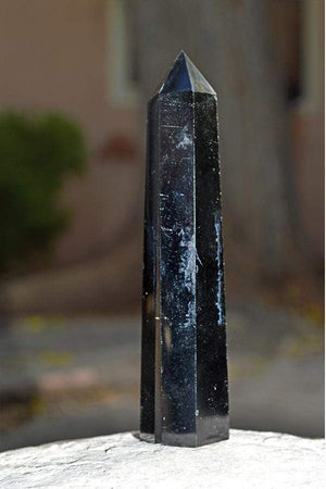 Crystal Points Black Obsidian Obelisk | ~ 4"