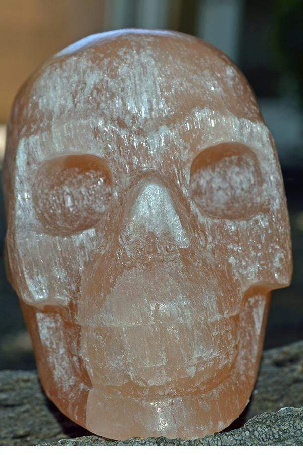 Crystal Skulls Orange Selenite Carved Crystal Skull - Medium
