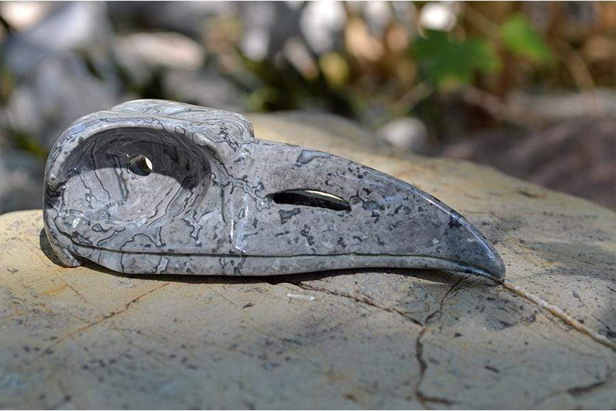 Crystal Skulls THOTH Raven Crystal Skull - Grey Jasper Stone- Large