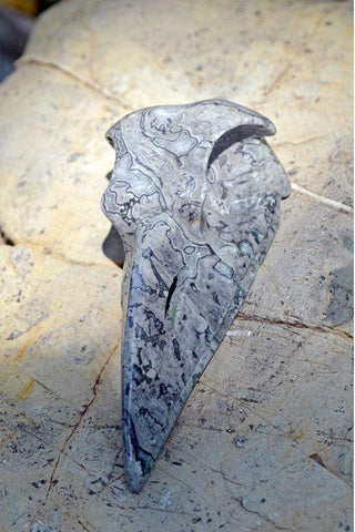 THOTH Raven Crystal Skull - Grey Jasper Stone- Large