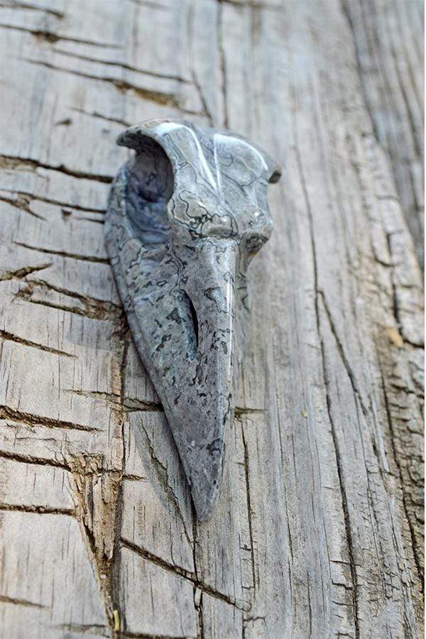 Crystal Skulls THOTH Raven Crystal Skull - Grey Jasper Stone- Large