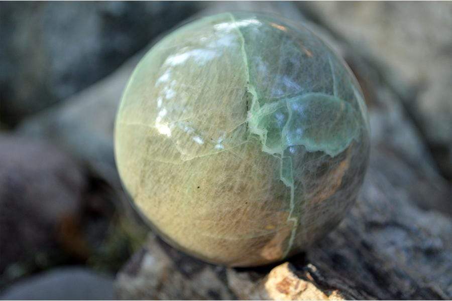 Crystal Wholesale 68.82mm Green Moonstone with Garnierite Crystal Sphere