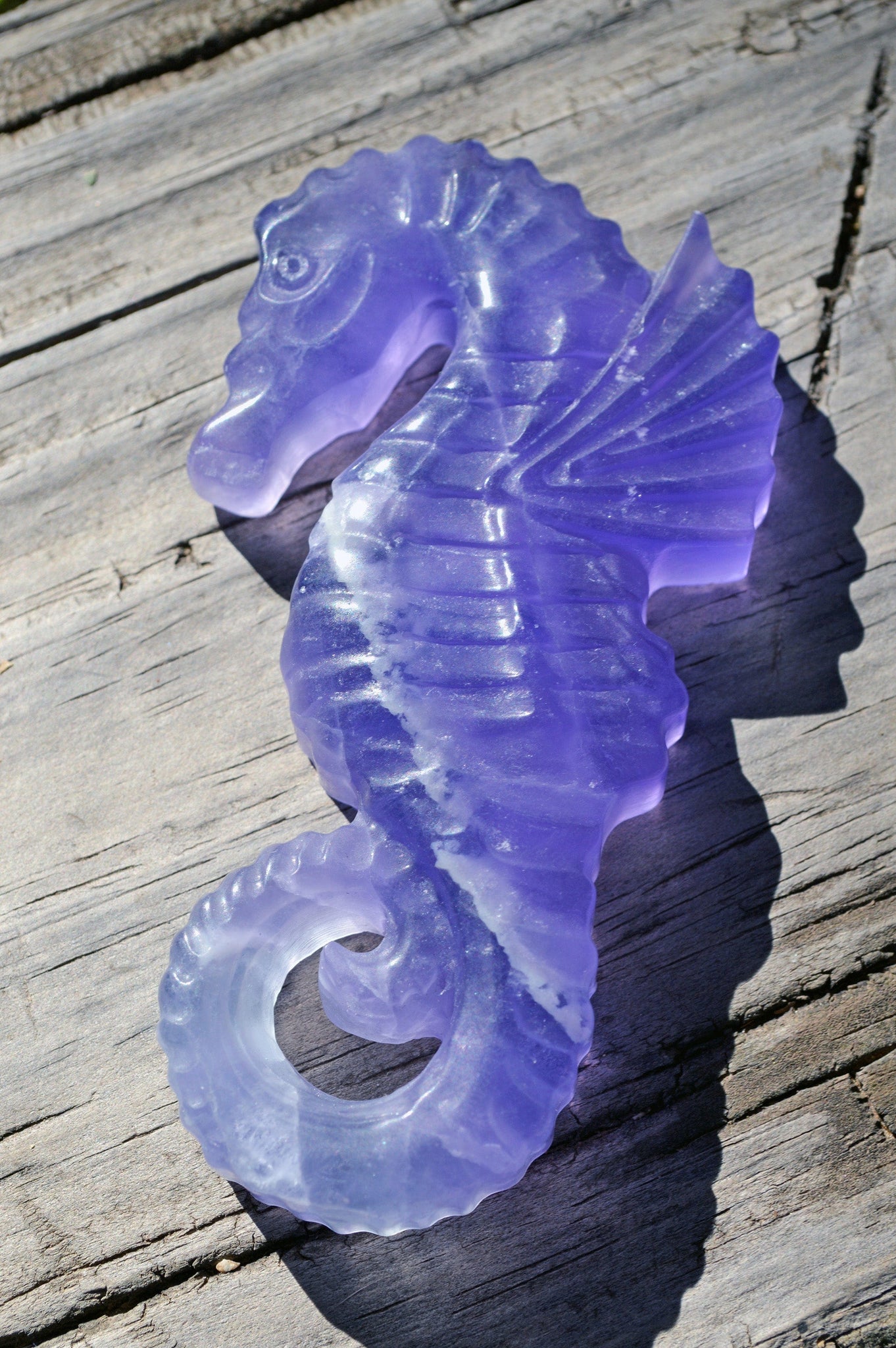 Blue and Purple Fluorite Seahorse | Hand Carved  | Medium | AAA Quality | I