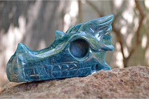 Crystal Wholesale Blue Apatite - Crystal Dragon Skull Carving