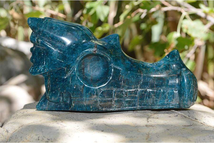 Crystal Wholesale Blue Apatite - Crystal Dragon Skull Carving