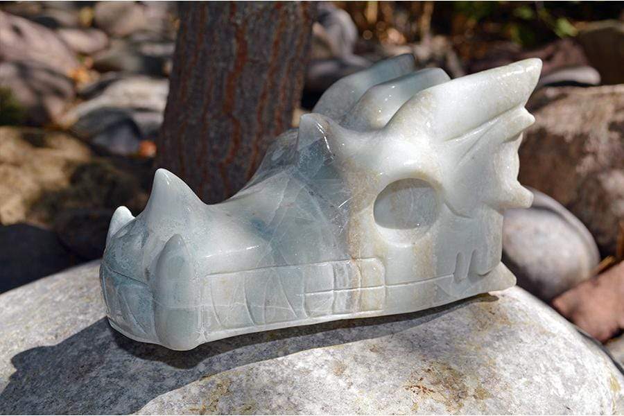 Crystal Wholesale Blue Aragonite - Crystal Dragon Skull Carving I