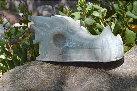 Blue Aragonite - Crystal Dragon Skull Carving I