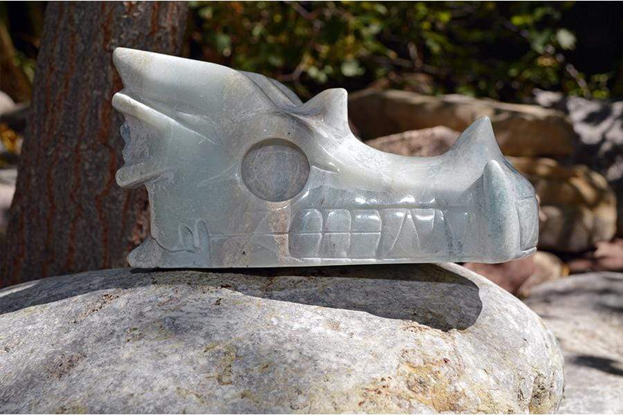 Crystal Wholesale Blue Aragonite - Crystal Dragon Skull Carving I
