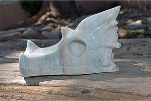 Blue Aragonite - Crystal Dragon Skull Carving I - The Foxes Den