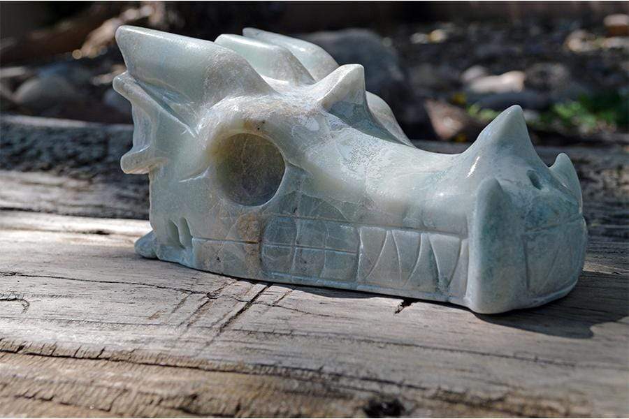 Crystal Wholesale Blue Aragonite - Crystal Dragon Skull Carving I