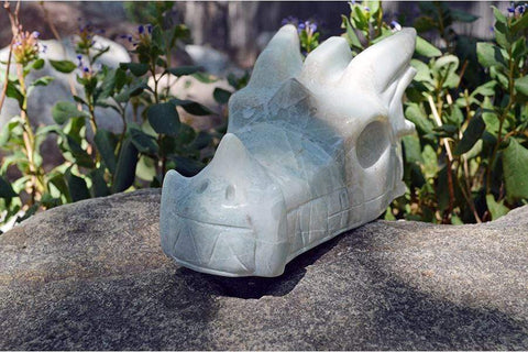 Blue Aragonite - Crystal Dragon Skull Carving I