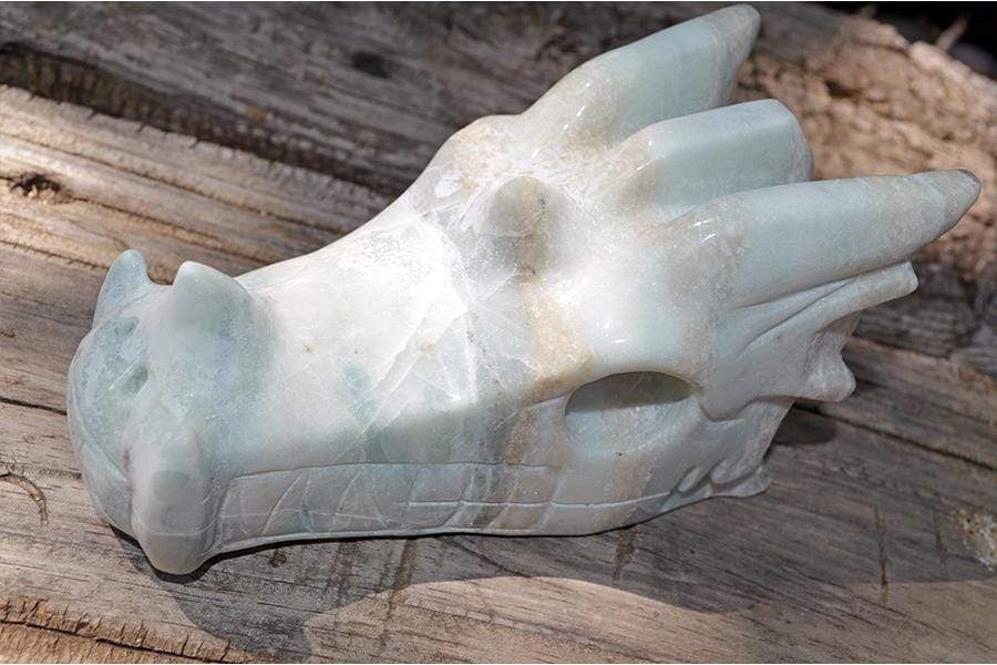 Crystal Wholesale Blue Aragonite - Crystal Dragon Skull Carving I