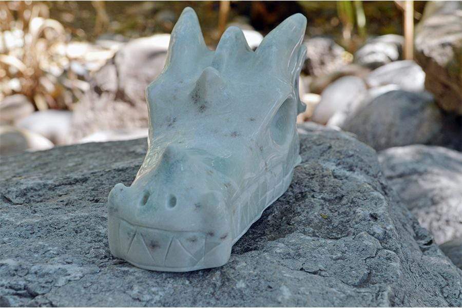 Crystal Wholesale Blue Aragonite - Crystal Dragon Skull Carving IV