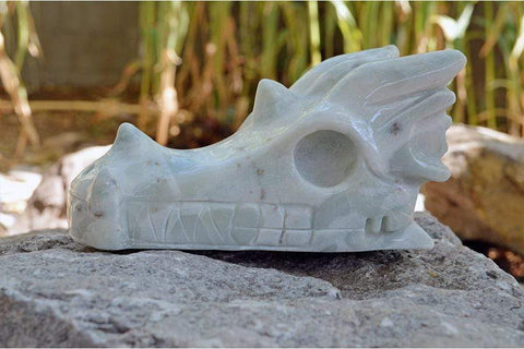 Blue Aragonite - Crystal Dragon Skull Carving IV