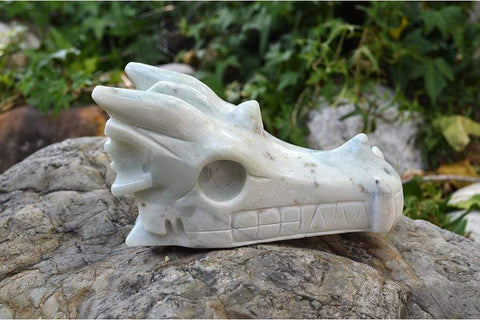 Blue Aragonite - Crystal Dragon Skull Carving IV