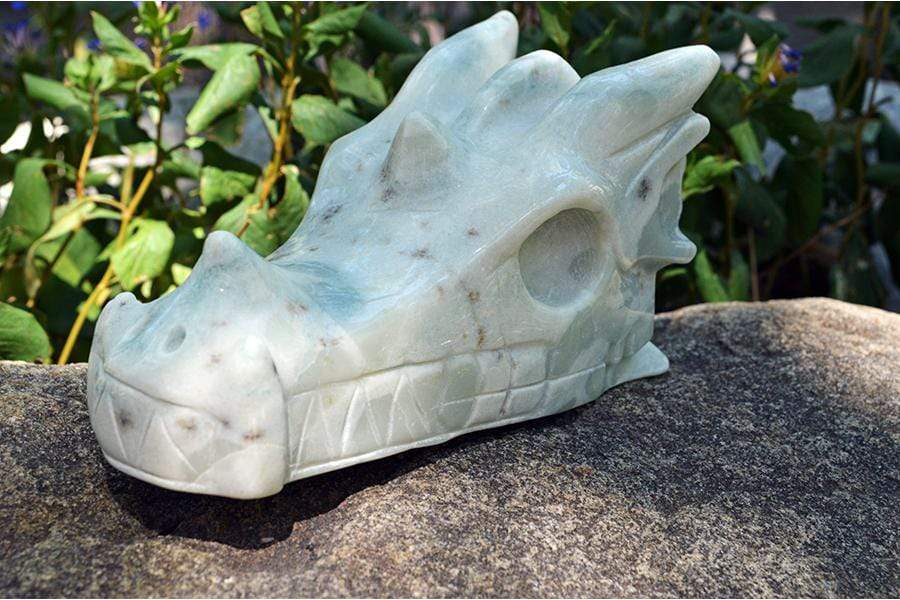 Crystal Wholesale Blue Aragonite - Crystal Dragon Skull Carving IV