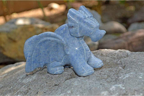 Blue Aventurine Crystal Dragon Carving - Medium