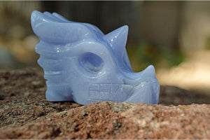 Crystal Wholesale Blue Crazy Lace Agate Crystal Dragon Skull Carving
