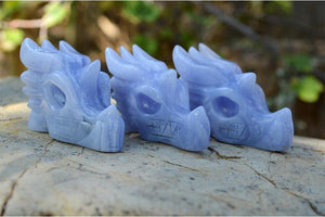 Crystal Wholesale Blue Crazy Lace Agate Crystal Dragon Skull Carving