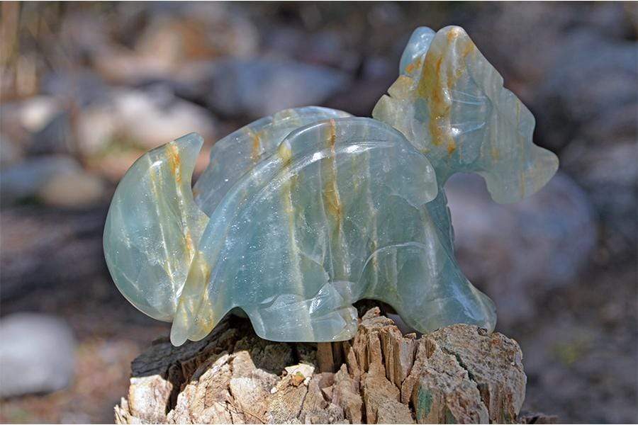 Crystal Wholesale Blue Onyx Crystal Dragon Carving - Medium