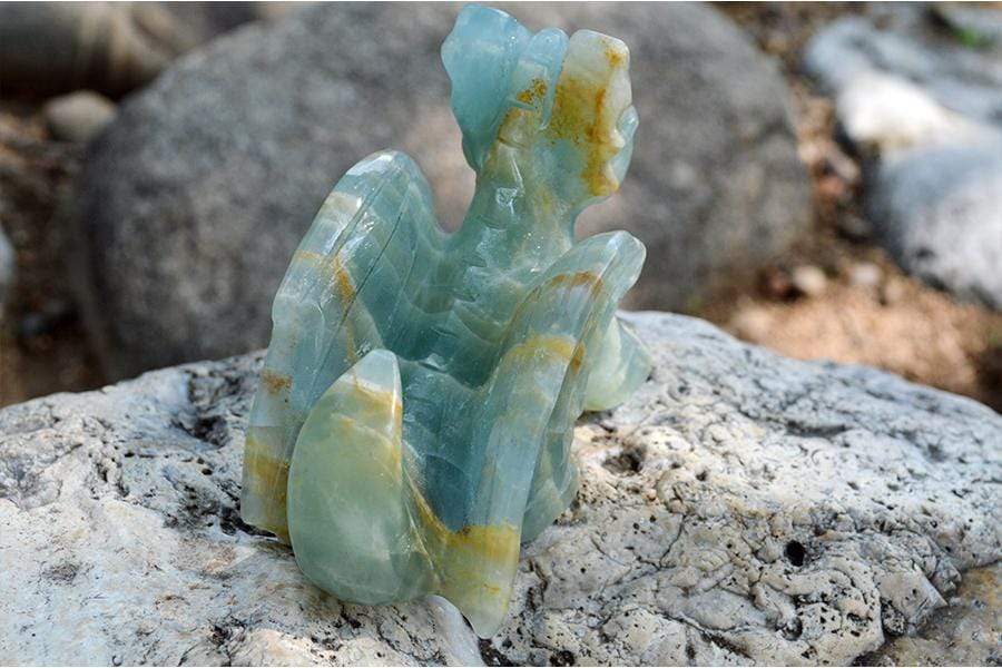 Crystal Wholesale Blue Onyx Crystal Dragon Carving - Medium