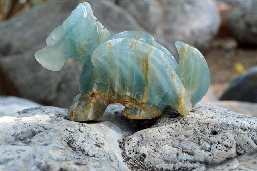 Crystal Wholesale Blue Onyx Crystal Dragon Carving - Medium