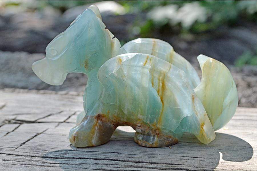 Crystal Wholesale Blue Onyx Crystal Dragon Carving - Medium